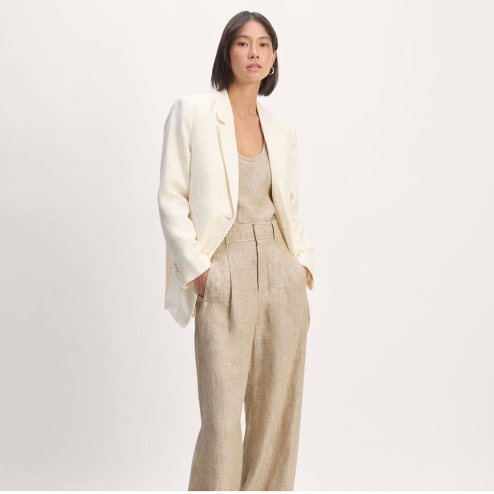 NWT Everlane European Flax Linen High Waisted Wide Leg Trousers Size 10